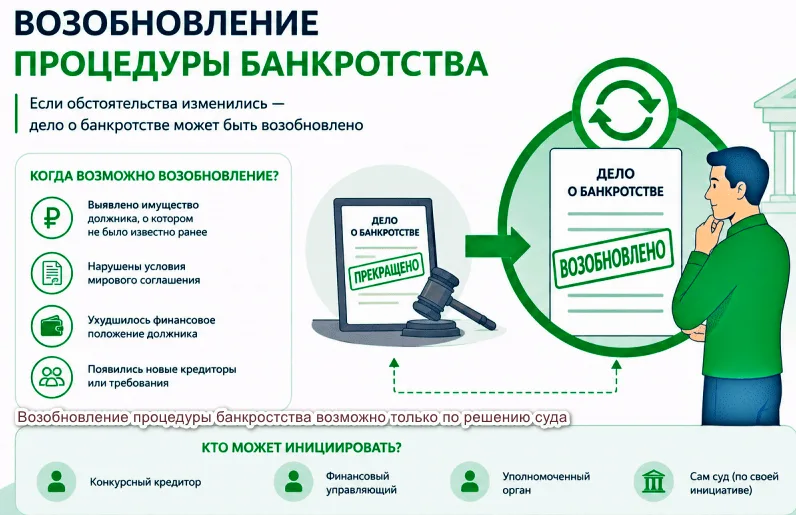 Возобновление дела после прекращения банкротства